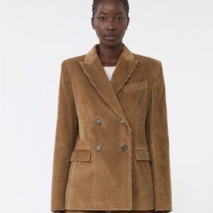 Max Mara Brown Double-Breasted Corduroy Blazer